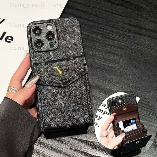 Designer Phone Case for iPhone 16 Pro Max Card Bag, Luxury iPhone Case Wallet 15 14 13 12 Pro for Women Men Excellent Grip Shockproof Ultra Slim with Card Holders Cover