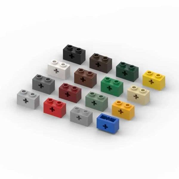50pcs MOC Parts 32064 31493 High-tech Brick 1 x 2 with Axle Hole Compatible Bricks Particle Kid Toy DIY Assmble Building BlocksXJ241203