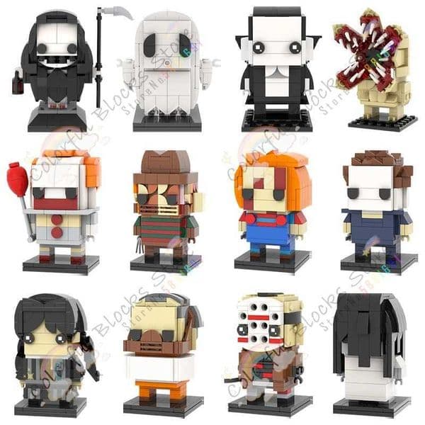 Horror Series Characters MOC Building Blocks Creative Movie Mythic Action Figure Model DIY Assembly Bricks Toys For KidsXJ241203