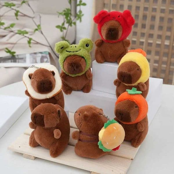 Cute Toy Plush Capybara Keychain Stuffed Animals Multicolor Headgear Capybara Doll Accessories Guinea Pig Fluff Animal DollXJ241204