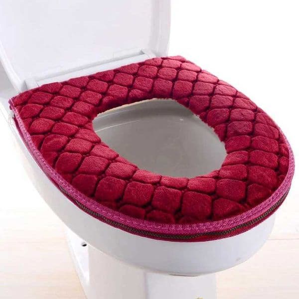 Toilet cover plush seat cover model waterproof universal model toilet ring washable zipper bathroom pad decorative toilet seat W241204