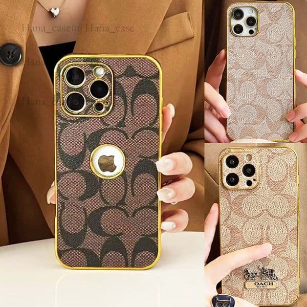 Designer Phone Case for iPhone 16 Pro Max Leather, Luxury iPhone Case Wallet 15 14 Plus 13 12 Pro 11 for Women Men Excellent Grip Shockproof Ultra Slim Gold Side Cover
