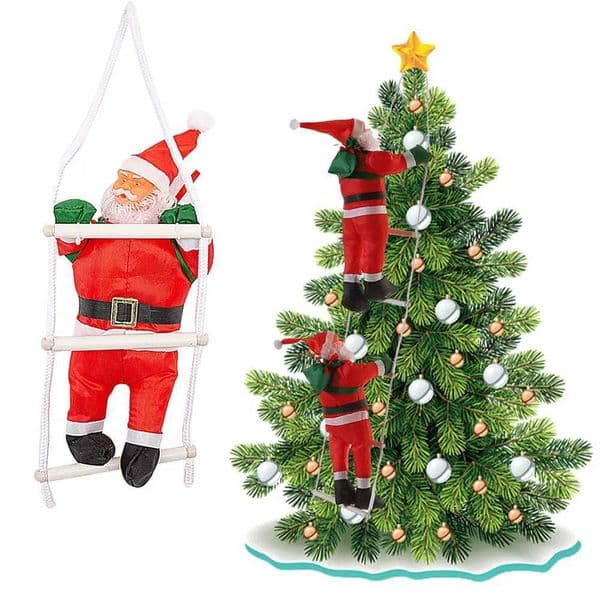 1 Set New Year Christmas Decorations Realistic Santa Claus Climbing Ladder Window Display Store Scene Decoration Children GiftXJ241206