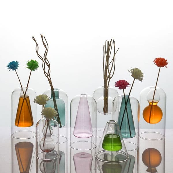 ouble layers High Borosilicate Crerative Luxury Custom Aromatherapy Glass Reed Diffuse Bottle For Hotel Home Decoration