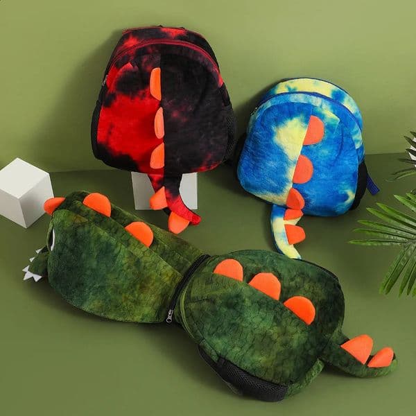 Creative Cartoon Dinosaur Kids Kindergarten Hooded Plush School Bag Cute Backpack For Boys And Girls Traveg 241210