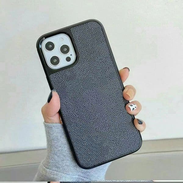 Luxury Leather Designer Phone Case for Apple iPhone 17 16 Pro Max 15 14 Samsung Galaxy S25 S24 Plus S23 Note 20 Ultra Floral Grid Pattern Back Cover Coque Funda Black Grid