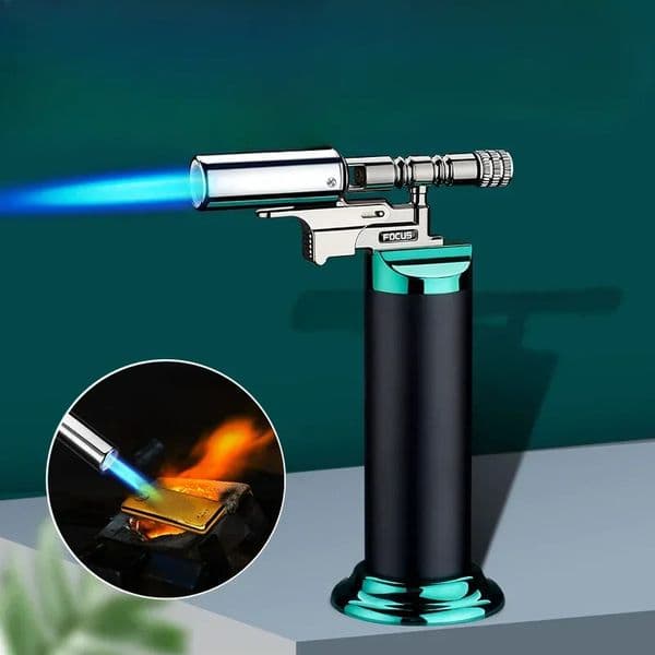 Powerful Windproof Blue Flame Jet Torch Gas Lighter, Outdoor Cigar Barbecue Cooking, Kitchen Butane Refillable Metal Welding Gun