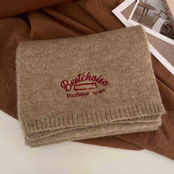 Wool scarf for winter girls 2024 new high-end Korean fashion all-match neck scarf plus velvet knitted scarf -8271