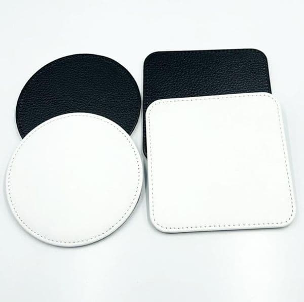 Sublimation PU Leather Coasters Cups Mats Blanks Heat Transfer Round Square Protection Pads ni365