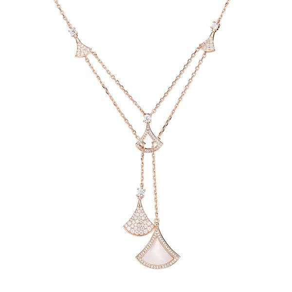 Luxury classic dress skirt designer pendant necklace for women rose gold white pearl shine crystal top grade short chain choker sector necklaces jewelry gift