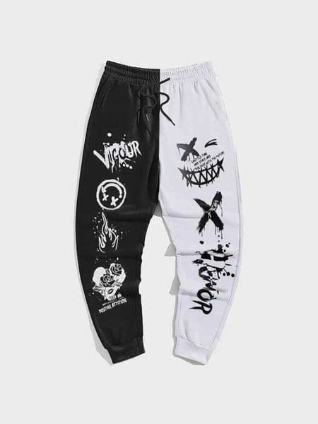 Black White Graffiti Man Pants Gym Sweatpants Popular Clothing Hip Hop 3D Print Mens Clothing Winter Trousers S260408