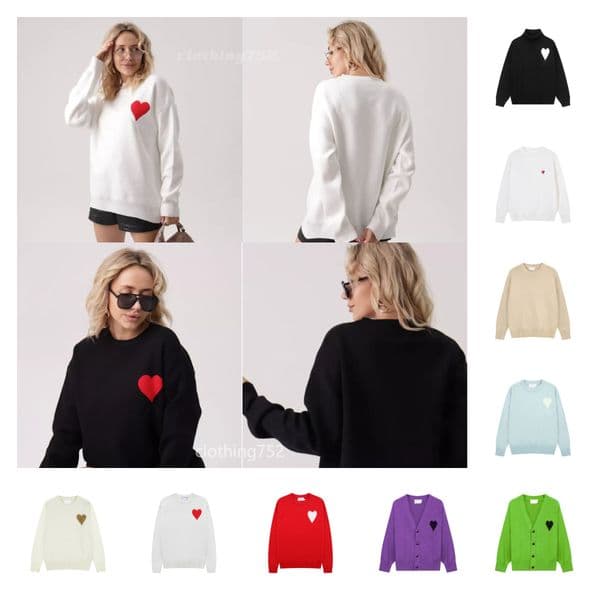 5A sweater designer sweater women high quality classic jacquard heart embroidery pattern casual loose cardigan sweater designer cardigan women American size S-XL
