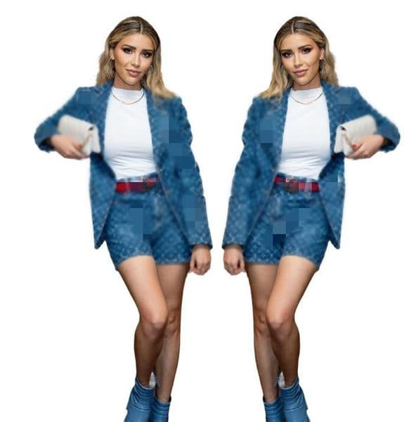 NEW Women's Denim suit Two Piece Sets Casual fashion Luxury Brand Suit designer Women's suit shorts 2 Piece Sets Tracksuits