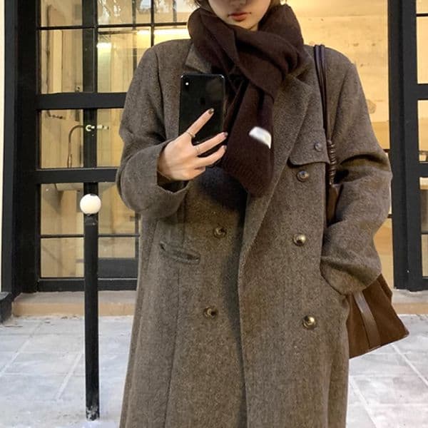 D6084 Korean style double-breasted loose mid-length down cotton coat winter style