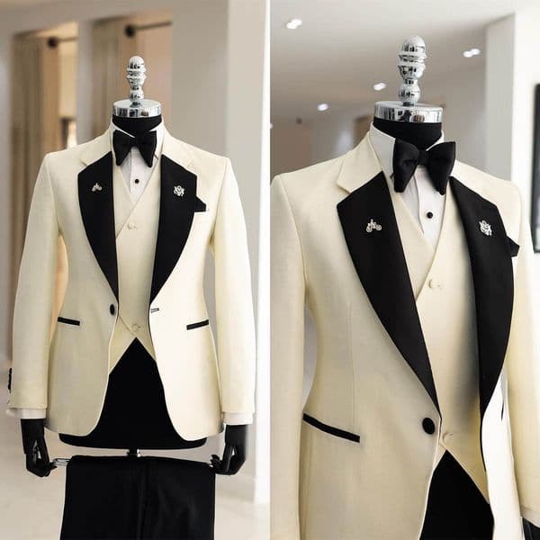 Elegant Man Tuxedos 3 Piece Set Jacket Vest Pants Men Suit Formal Notched Lapel One Button Evening Wedding Groom Customized
