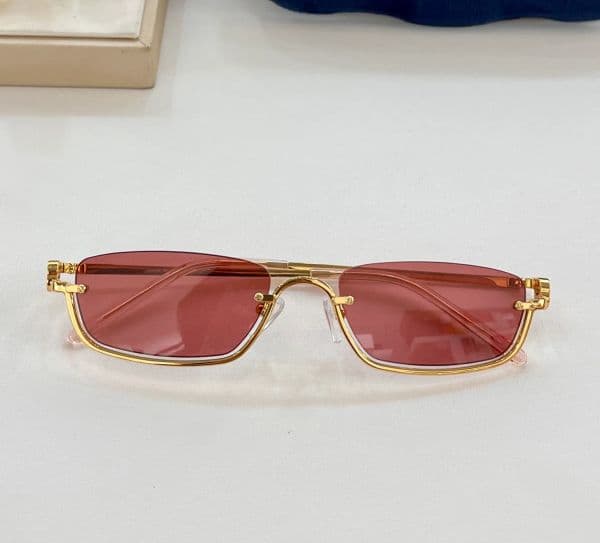 2025 Designer Small Gold Pink Oval Rectangle Sunglasses for Women Stylish Fashion Eyewear with UV400 Protection and Box