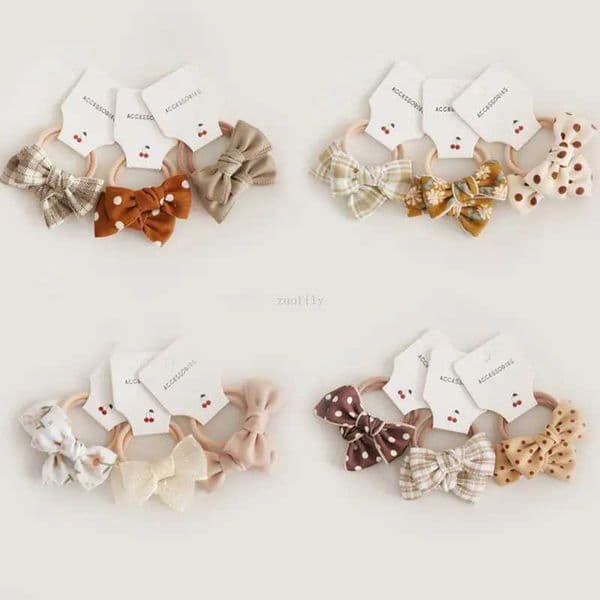 6pcs Coffee Color Flower Hair Ties Cute Bow Scrunchies Hair Rope Girls Kids Elastic tail Holders Hair Bands Hair AccessoriesXJ241217