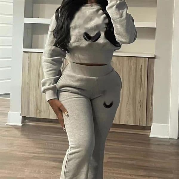 Fashion Womens Tracksuits Sports Two Piece Set Long Sleeved Sweater Straight Leg Pants Sweatshirt Outfits