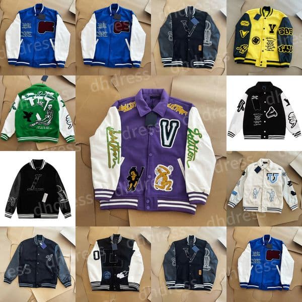 Mens Jackets designer Classic l Vintage Baseball Varsity Coat Loose Mens Women Outerwear Wool Flocking Leather Single Breasted Couples Warm Bomber Clothing cg