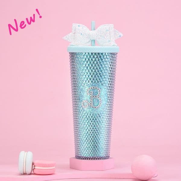 Gradient Plastic Tumbler 24oz Reusable Coffee Cup with Straw Double Wall Travel Mug for Hot Cold Drinks