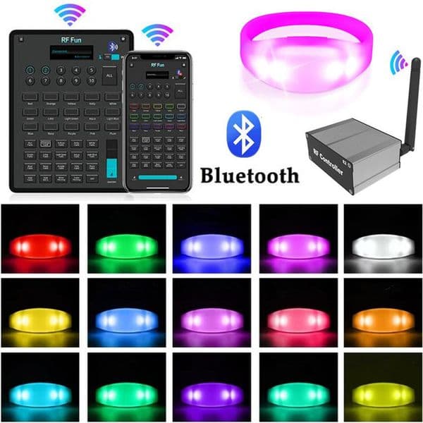 APP Bluetooth Control Silicone LED Bracelets Built in 4 Bright Lamp Beads Luminous Wristbands With 47 keys 400 Meters Remote Controller For Party Event/Concert