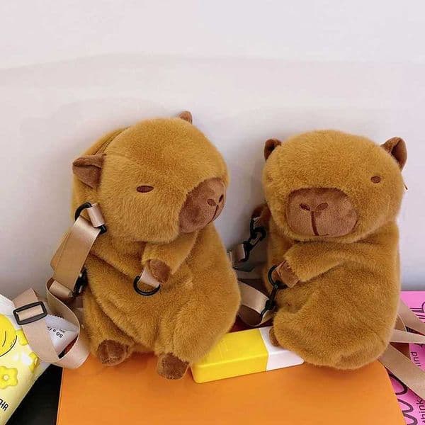 New Cute Plush Backpack Capybara Crossbody Bag Handbag Soft Capybara School Bag For Kids Birthday Christmas Festival GiftsXJ241219