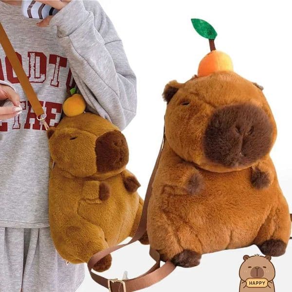 Dolphin Backpack Kapybara Cute Plush Toy Shoulder Bag Dual-purpose Shoulder Bag Ugly Water Guinea Pig Cute Doll Tote BagXJ241219