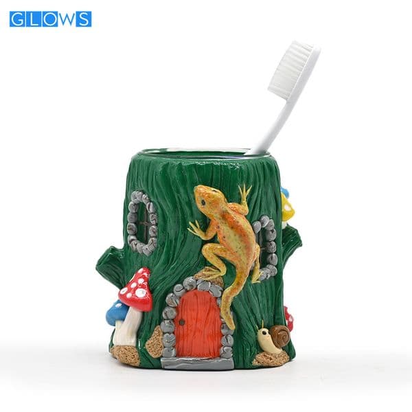 Handmade Kneading Polymer Clay Tobacco Canister With Tree House,Glass Smoking Ashtray With Lizard & Mushroom,Hand Drawn Pen Holder With Snail,Home Decorations