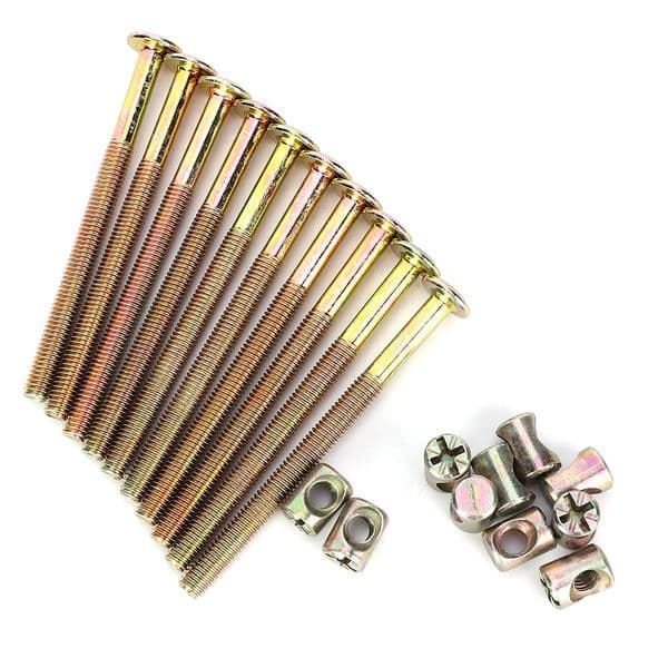 10pcs/Lot M6 6mm Furniture Bolts Carbon Steel Furniture Bolts With Barrel Nuts Dowel Nut Connector Fastener Home Fix Up Tools