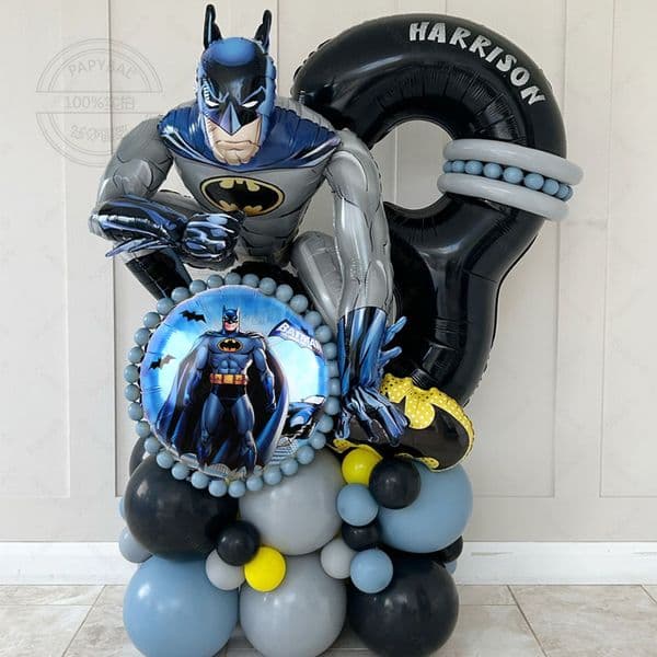 41PCS 3D Marvel Batman Balloon Birthday Party Party, Boys' Year's Eve Banquet Atmosphere Decoration Balloon Set Supplies