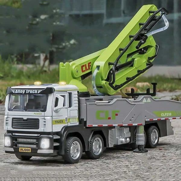 1/32 Concrete Pump Car Toy Model Alloy Diecasting with Sound and Light The Car Door Can Be Opened Vehicles Models Birthday GiftXJ241221