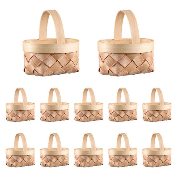 Basket Baskets Mini Woven Picnic Easter For Tiny Crafts Small Wooden Miniature With Flower Wood Favors Party Wicker Handles