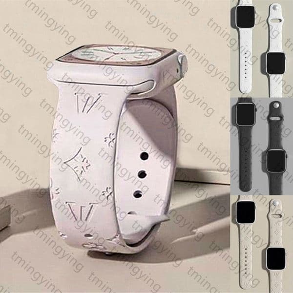 Designer Silicone Apple Watch Band 38 40 41 42 44 45 46 49 mm 11 Straps Fashion Letter wer Wat Strap Wristband For Iwatch 10 9 8 7 6 5 SE Bands Watchbands