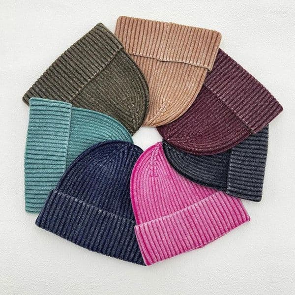 Berets Retro Wash Knitted Hat For Men Women Fashion Simple Warm Skullies Beanies Vintage Solid Autumn Winter Beanie Cap
