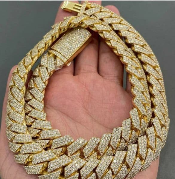 Necklace moissanite chain cuban link chain Hiphop 20mm 925 Silver Yellow Gold Plated Vvsmoissnaite Cuban Chain Necklace man