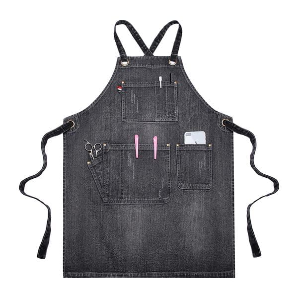 Thick Washed Denim Apron hair stylist for Women Men restaurant coffee milk tea shop work clothes barber