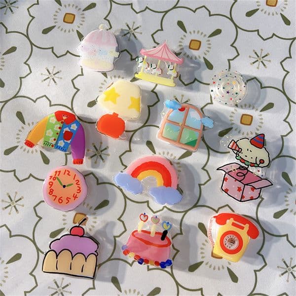 Korean Cute 3D Cartoon Rainbow Cake Griptok Bracket For iPhone 15 Lovely Universal Phone Holder Ring Support 2025 Stand Grip Tok