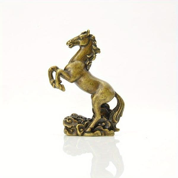Copper Running Horse Sculpture Ornaments Retro Brass Animal Feng Shui Small Statue Office Desk Home Decorations Figurines