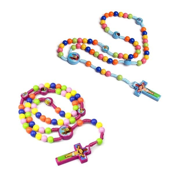 Cartoon Pendant Necklace Colorful Rosary Beads Children Kid Girls Catholic Christian Orthodox Religious Drop Shipping