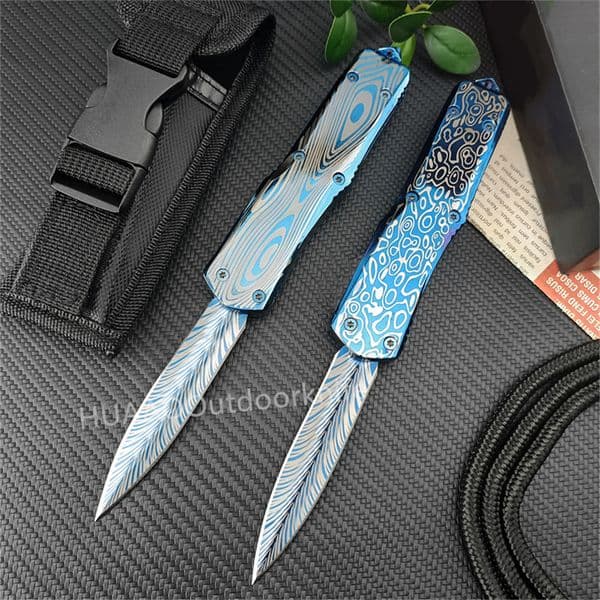 High Quality Micr Assisted Pocket 440C Blue Titanium Blade Zinc Aluminum Alloy Handle Outdoor Multifunction Hunting Knife 3300 3400 4850 Men Collector Gift