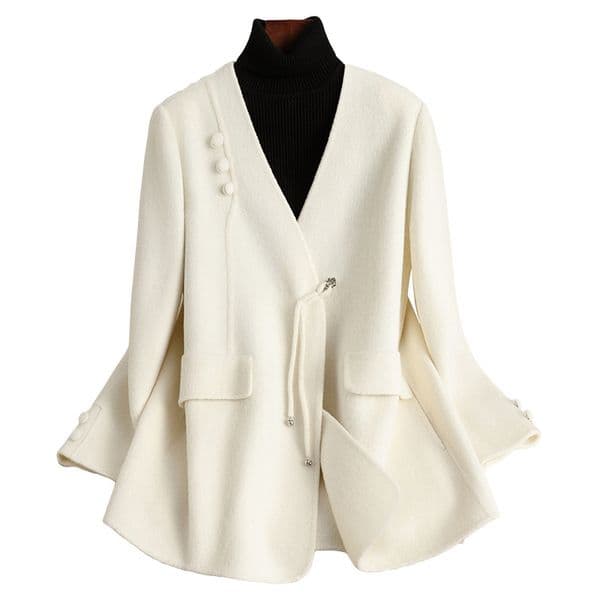D3118 Double-faced wool coat for women 2024 autumn and winter new style new Chinese style design short style