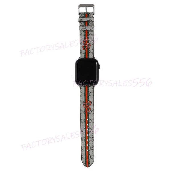 Luxury Designer Applewatch Strap for Band iWatch Fashion 38 40 41 42 44 45 49mm Leather Colorful Flower Bee Snake Print Watchband{category}