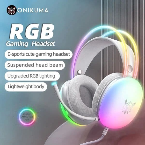 ONIKUMA X25 Gaming Headset Esports Package New FULL RGB Light Design Headphones with Mic Headphone For PC Gamer