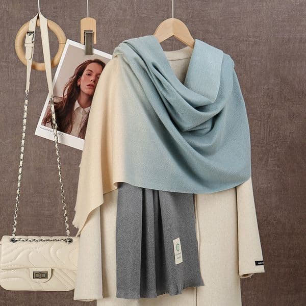 New autumn and winter imitation cashmere gradient color matching thickened scarf --87665