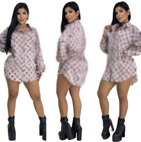 New women's Shirts Casual brand Designer shirts Blouses coat fashion Printed slim fit shirt skirt jacket