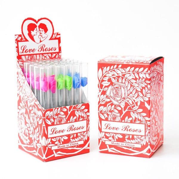 100mm Glass Love Rose smoking pipes With Plastic Flower Straw Tube Burners OG Tubes For Tobacco Water Bong Accessories