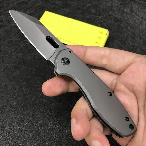 BK DA103 Small Pocket Folding Knife 440 Grey Titanium Blade All Steel Handle Self Defense Hunting Knives
