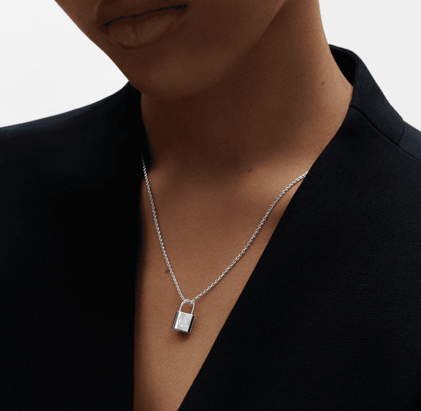 Luis V Lockit necklace Silver Lock Pendant Sterling Silver Black Laquered Couple Necklace luxury fine jewelry for woman Valentine gift