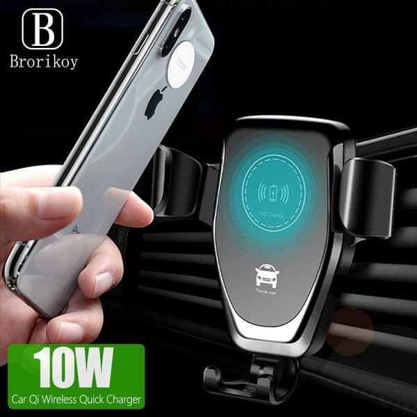 Car Mount Qi Wireless Charger 2025 For iPhone 14 13 12 XS Max X XR 8 Fast Wireless Charging Car Phone Holder For Samsung Note 9 S9 S8