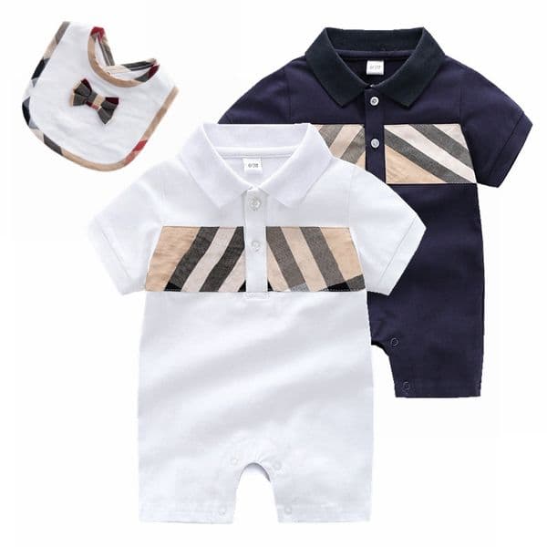 100% cotton kids designer Rompers baby boy girl top quality Long sleeve clothes 1-2T newborn Spring Autumn lapel Jumpsuits children's clothing Jumpsuits&Rompers